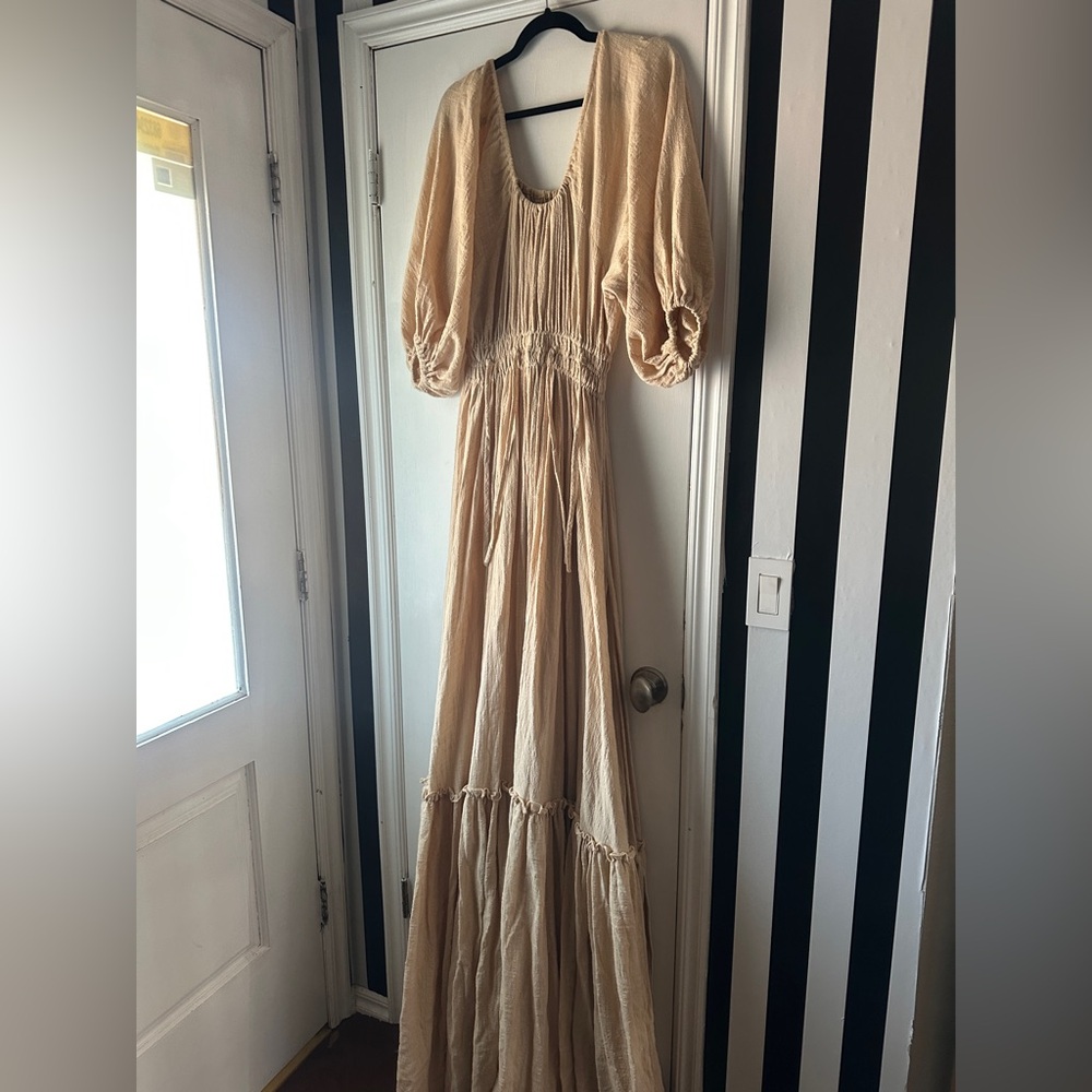 We Are Reclamation Ruffle Me Right Up Dress | Boho Maternity Photography Gown - Picture 2 of 6